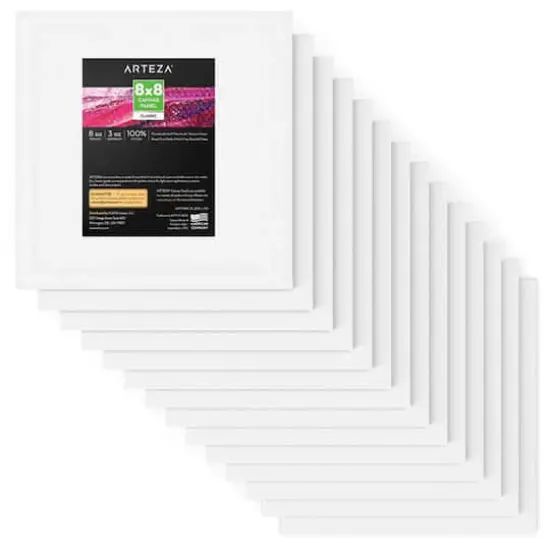 Arteza&reg; 8" x 8" White Canvas Panels, 14ct. {5}