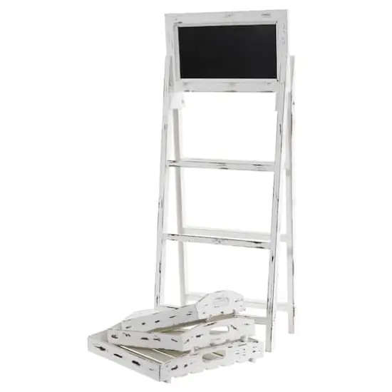 3-Tier White Washed Farmhouse Stand with Chalkboard {6}