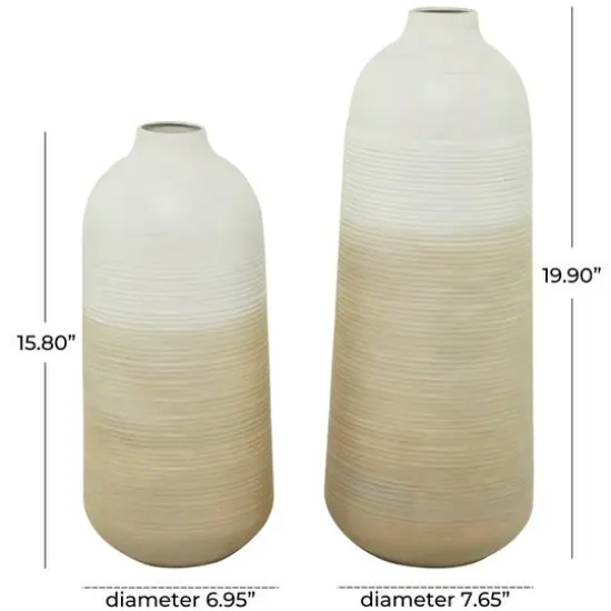 Brown Metal Vase with Embossed Ribbing Set of 2 20", 16" {6}