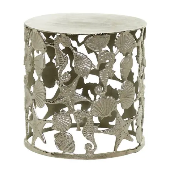 18" Silver Coastal Aluminum Accent Table {1}