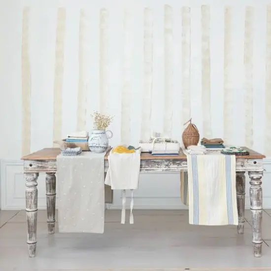 Hello Honey&reg; 72" Blue & White Stripes Woven Cotton Table Runner {5}