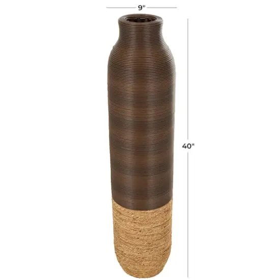 40" Dark Brown Seagrass Handmade Vase {4}