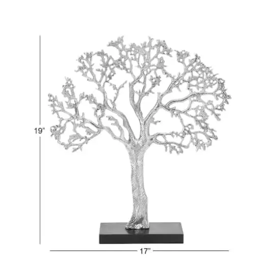19" Silver Aluminum & Wood Tree-Inspired Contemporary Sculpture {10}