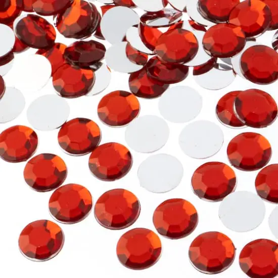 John Bead 12mm Acrylic Round Flat Back Rhinestones, 400ct. Red {1}