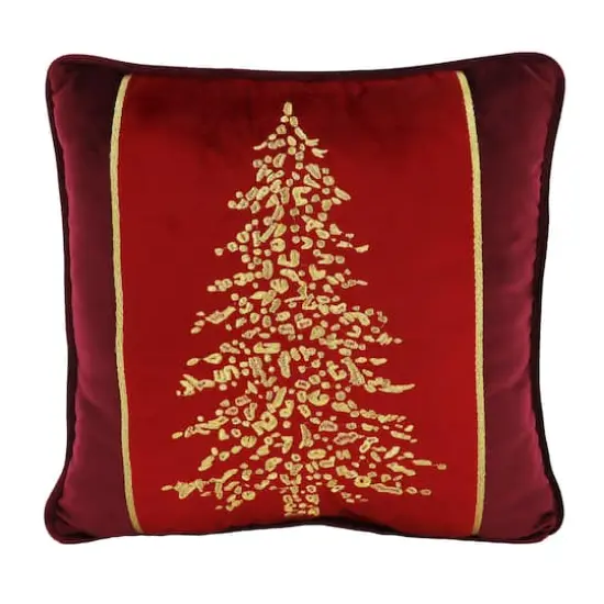 16" x 16" Burgundy & Gold Christmas Tree Throw Pillow by Ashland&reg; {1}