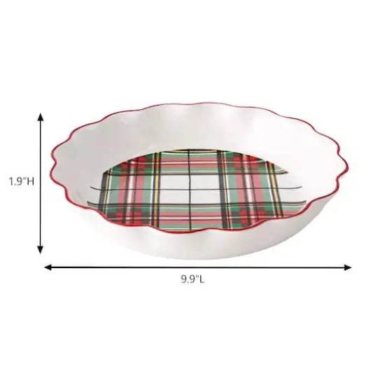 10" Green & Red Plaid Ceramic Pie Dish by Ashland&reg; {5}