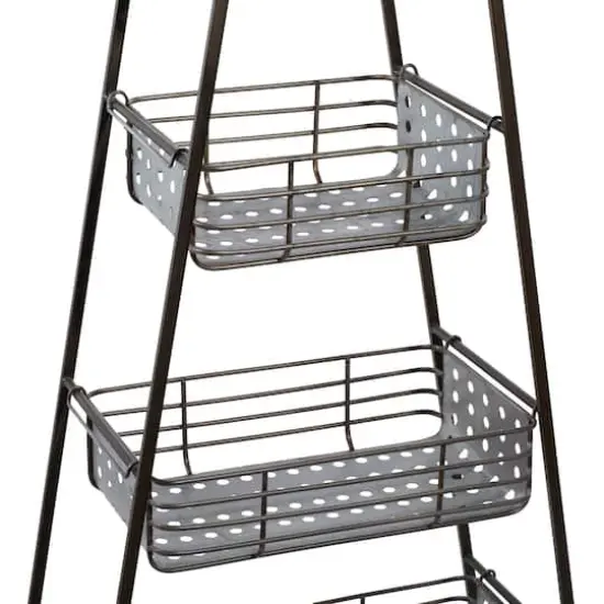 Farmhouse Black Metallic 4-Tier Storage Rack {7}