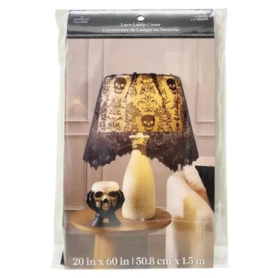60" Black Skull Damask Lace Lamp Cover by Ashland&reg; {4}