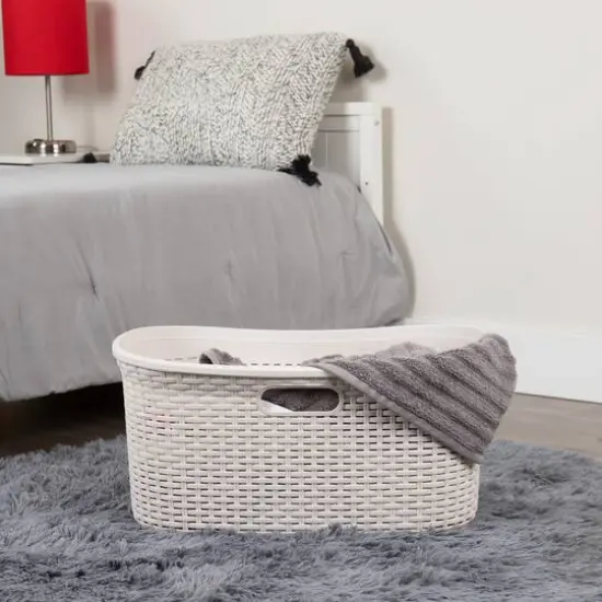 Mind Reader 40L Ventilated Laundry Basket with Cut Out Handles, 2ct. Ivory {3}