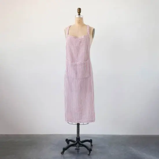 Hello Honey&reg; 38" Red & White Woven Cotton Striped Apron {3}