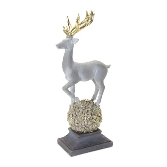 14" Winter Deer Figurine on Orb {1}