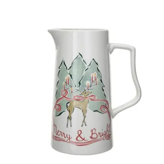 Hello Honey&reg; 2qt. Multicolor Reindeer Stoneware Pitcher {1}