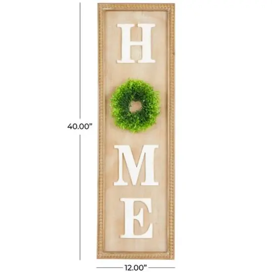 3.5ft. Light Brown Decorative Sign with Beaded Frame and Green Wreath {6}