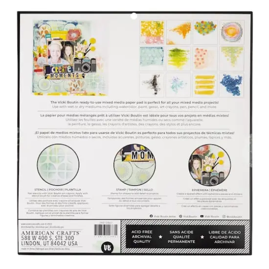 Vicki Boutin Print Shop Painted Backgrounds Mixed Media Paper Pad, 12" x 12" {4}