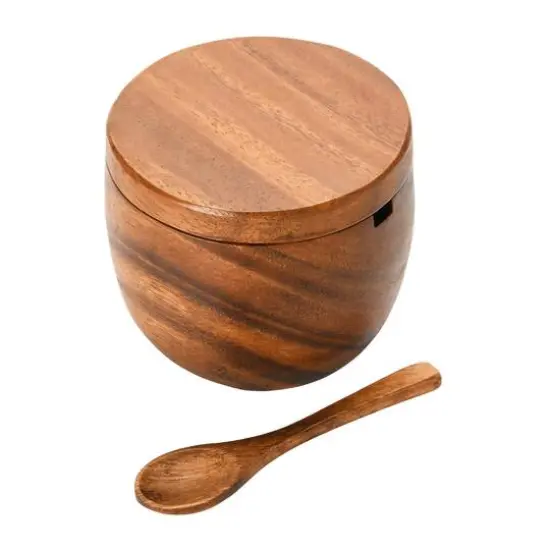 Hello Honey&reg; Acacia Wood Covered Jar with Spoon {9}