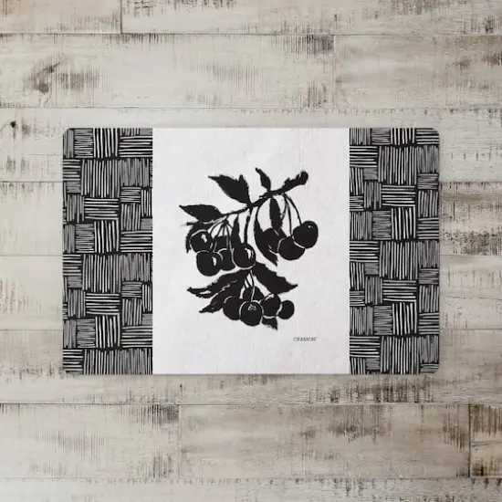Block Print Cherries 27" x 18" Floor Mat {3}