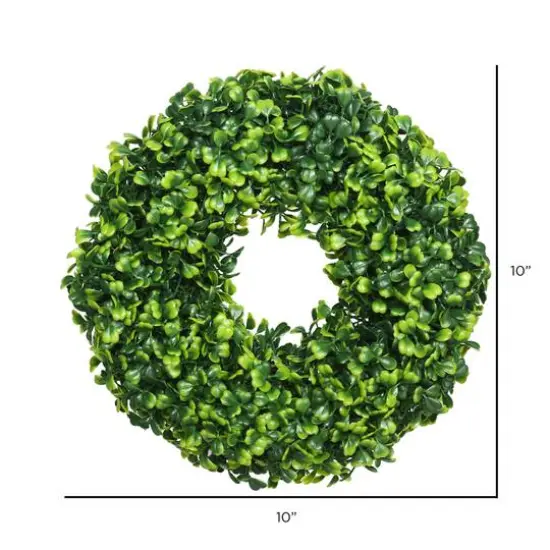 10" Green Mini Button Leaf Wreath {3}