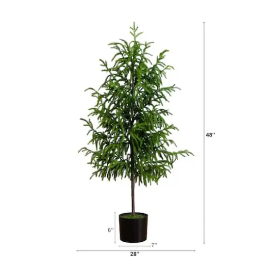 4ft. Unlit Norfolk Pine Artificial Potted Christmas Tree {11}