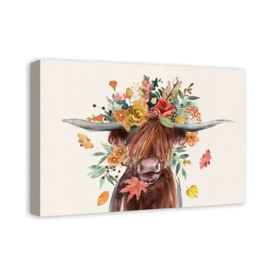 Autumn Cow Canvas Wall Art {5}