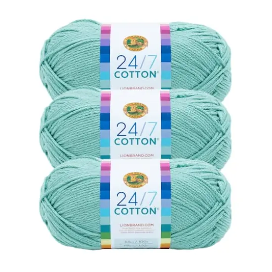 3 Pack Lion Brand&reg; 24/7 Cotton&reg; Yarn Succulent {1}