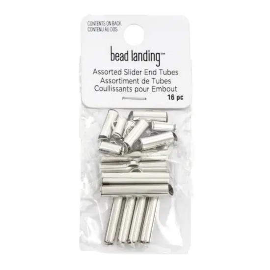 Mixed Metal Slider End Tubes by Bead Landing&trade; Rhodium {4}