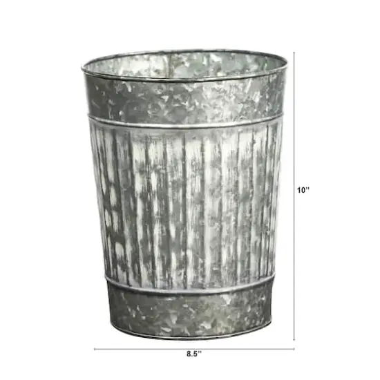 10i" Gray Farmhouse Country Pail Planter {3}