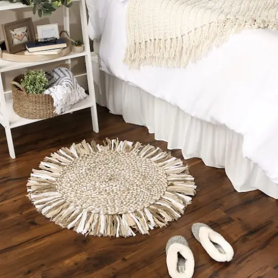 DII&reg; Round Rag Rug, 3ft. Stone and Off White {5}