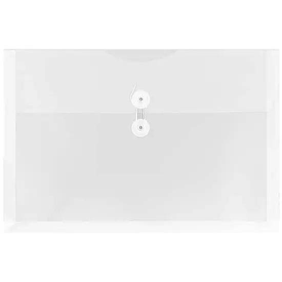 JAM Paper 9.75" x 14.5" Button & String Tie Closure Plastic Envelopes, 12ct. Clear {1}