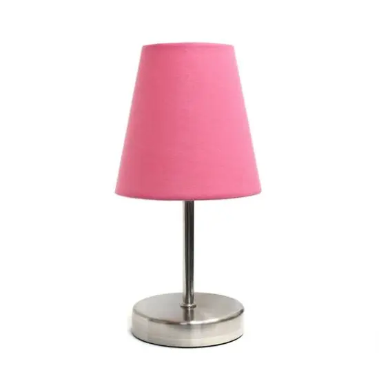 Creekwood Home Nauru 10.5" Sand Nickel Petite Metal Stick Table Lamp Pink {1}