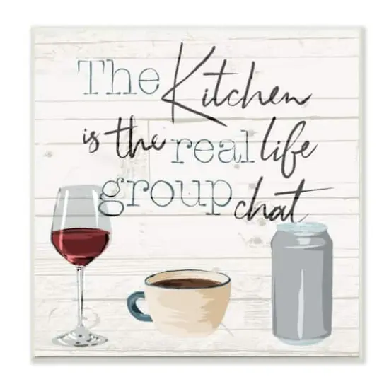 Stupell Industries Kitchen Group Chat Wooden Wall Plaque {1}