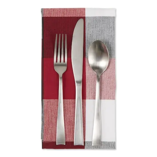 DII&reg; Oversized Tri Color Check Cloth Dinner Napkins, 6ct. Cardinal Red {4}