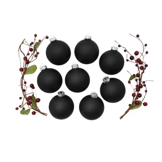 Whitehurst 8ct. 3.25" Matte Glass Ball Ornaments Black Matte {4}