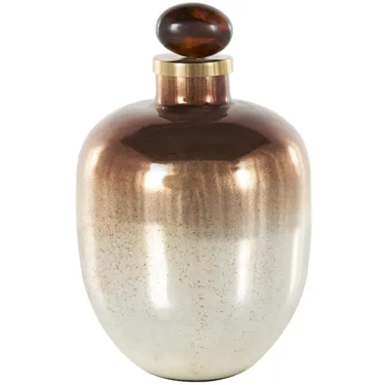 13" Gold, Beige & Copper Glass Speckled Ombre Decorative Jar {1}