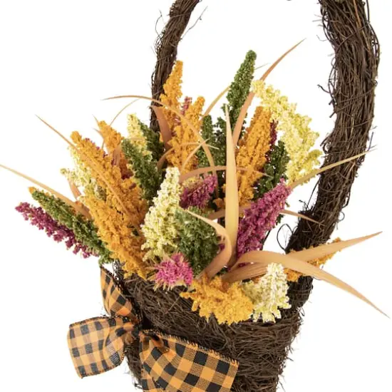 22" Autumn Harvest Hanging Basket with Artificial Fall Foliage {3}