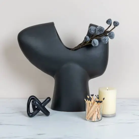 Hello Honey&reg; 16" Modern Terra Cotta Abstract Vase Matte Black {3}