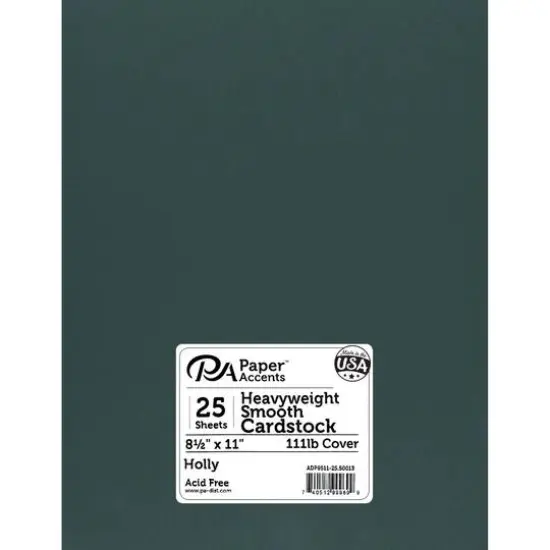 PA Paper™ Accents 8.5" x 11" Heavyweight Smooth Cardstock, 25 Sheets Holly {1}