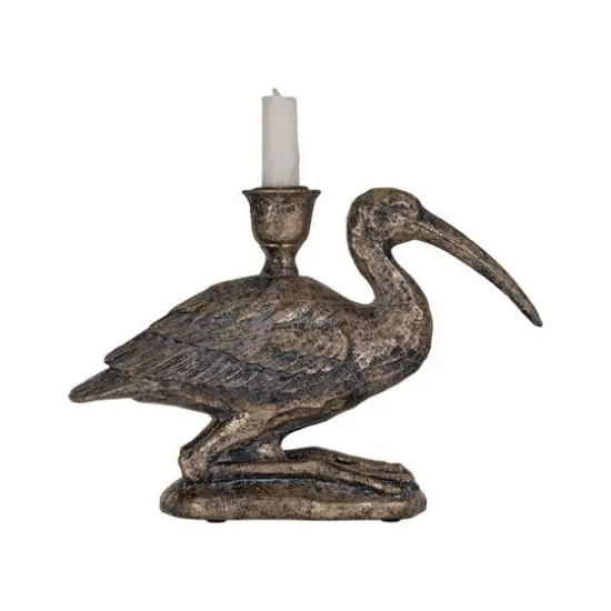 Hello Honey&reg; 10" Distressed Gold Decorative Bird Taper Holder {11}