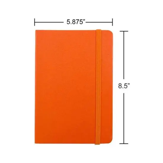 JAM Paper Large Hardcover Notebook with Elastic Band Sunburst Orange {7}