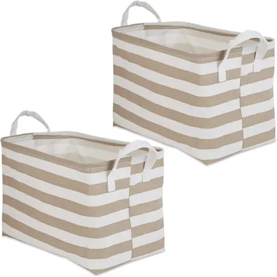 DII&reg; Striped Laundry Bins, 2ct. Stone Stripe {1}