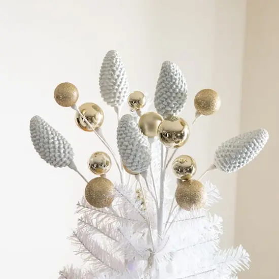 Glitzhome&reg; 24" Christmas Elegant Silver & Gold Pinecone Pick, 4ct. {3}