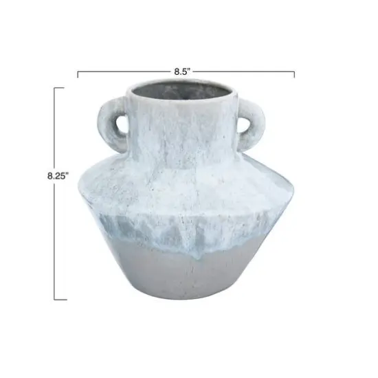 Hello Honey&reg; 8.25" Stoneware Vase With Reactive Glaze Finish & Vertical Handles {7}