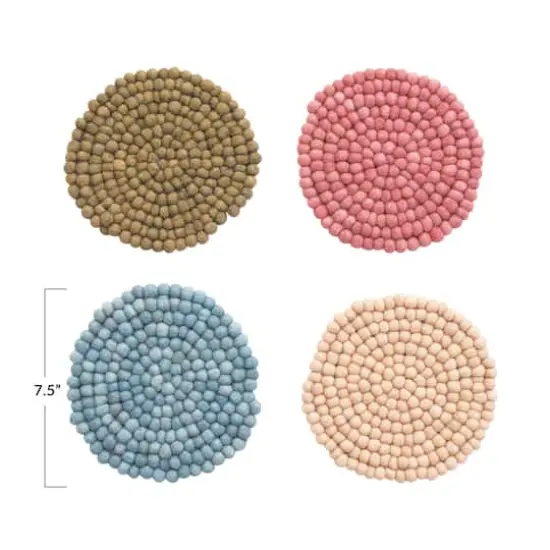 Hello Honey&reg; Handmade Wool Felt Ball Trivet Set {3}