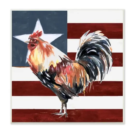 Stupell Industries Americana Rooster Single Star United States Flag Wall Plaque Art {1}