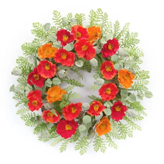 18.5" Red Poppy Wreath {1}