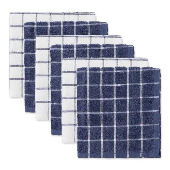 DII&reg; French Blue Combo Windowpane Dishcloths, 6ct. {1}