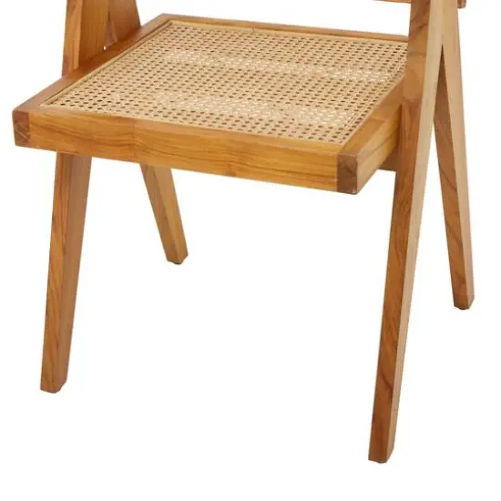 Brown Teak Wood Modern Accent Chair, 20" x 19" x 30" {4}