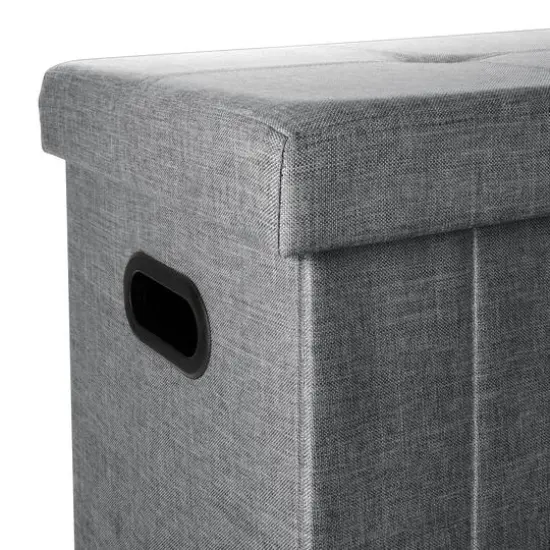 Simplify Gray Collapsible Flip Top Hamper Ottoman {9}