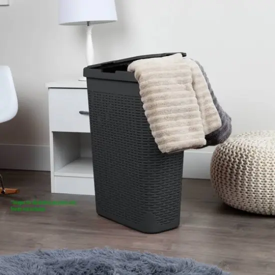 Mind Reader 23.5'' Slim Laundry Hamper with Cutout Handles Gray {3}