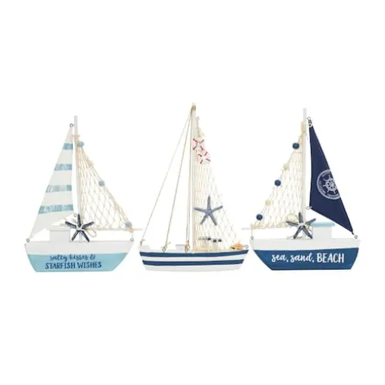 Blue Sail Boat with Netting & Starfish Sculpture Set {1}
