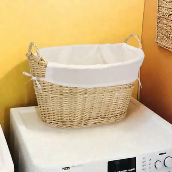 Household Essentials Natural Wicker Lined Laundry Basket {1}